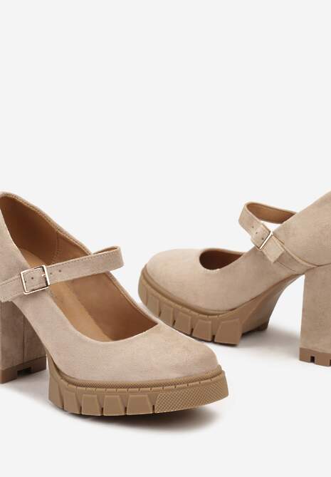 Pantofi cu toc Riandora Bej 6