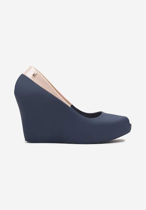 Sandale bleumarin-bej tip Melissa cu element decorativ la spate și vârf decupat Badiana 4