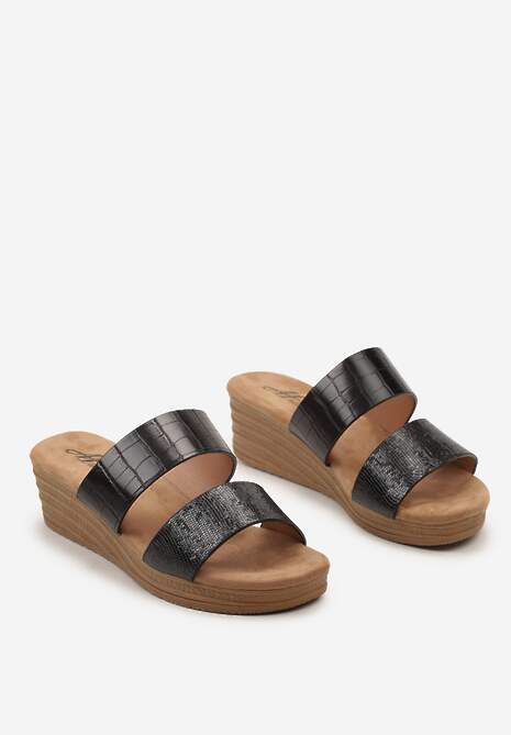 Negru Casual Șlapi pe Platformă Decorativă Abilora 5
