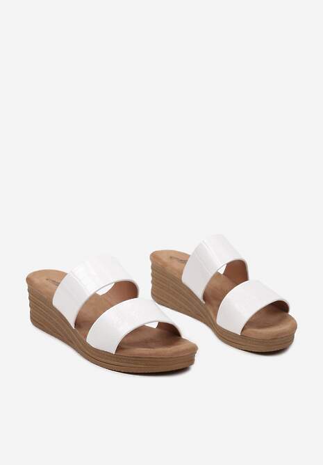 Papuci Casual Albe cu Platforma Decorativa Abilora 5
