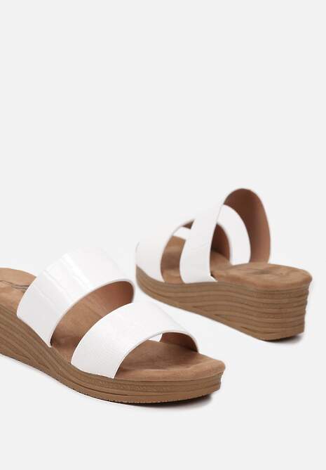Papuci Casual Albe cu Platforma Decorativa Abilora 6