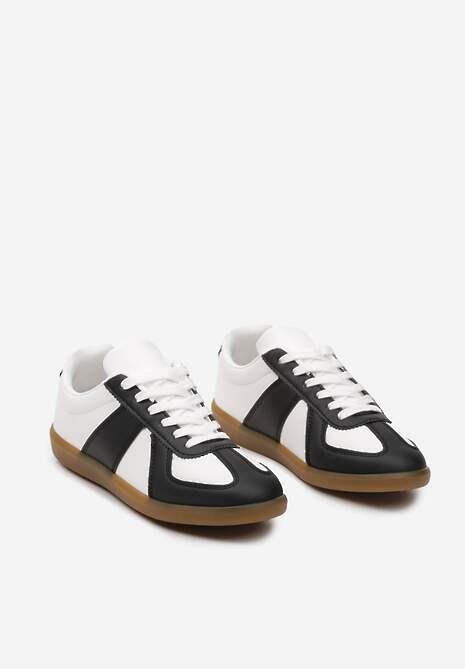 Sneakerși Alb-Negri cu Cusături Înalte Taviana 5