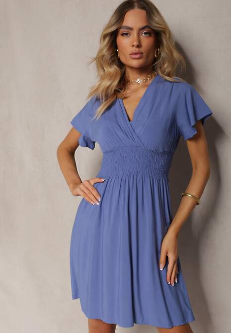 Rochie bleumarin din viscoză Jadith 4