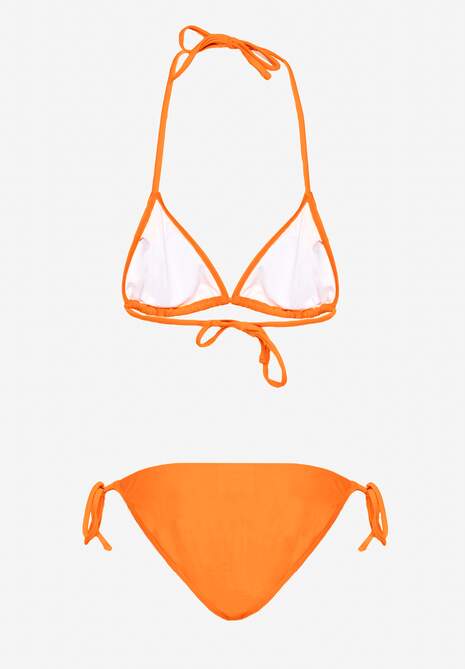 Bikini Portocaliu din Două Piese Sutien cu Legare la Spate Chilot cu Șnururi Timarre 6