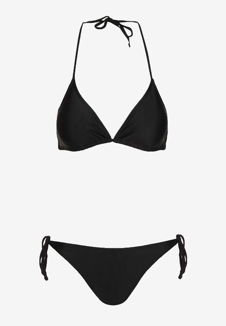 Bikini Negru din Două Piese Sutien cu Șnur pe Spate Slip cu Șnururi Timarre 5