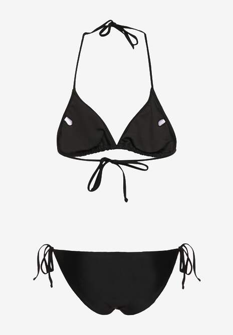 Bikini Negru din Două Piese Sutien cu Șnur pe Spate Slip cu Șnururi Timarre 6