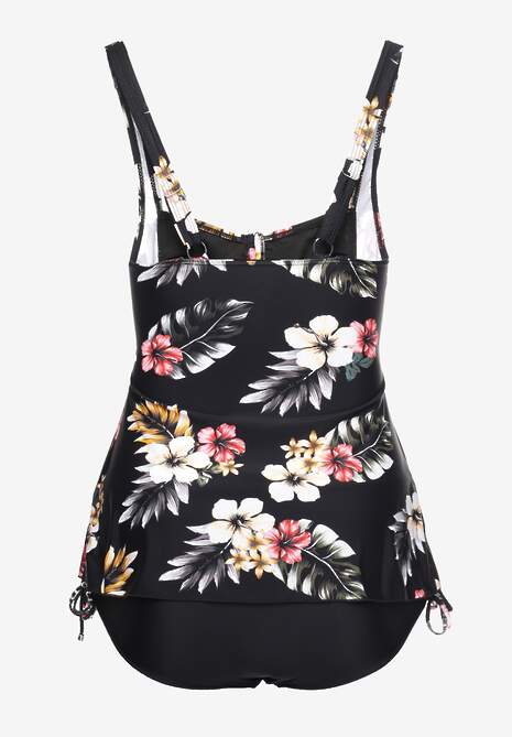 Czarny Strój Kąpielowy Dwuczęściowy Tankini z Topem w Kwiaty Nalaria 6