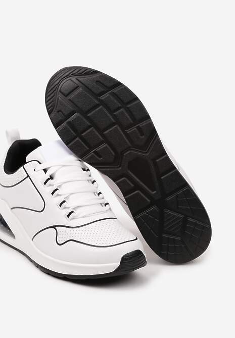 Sneakerși Alb-Negru cu Talpă Tip Air din Imitatie de Piele Ialoella 6