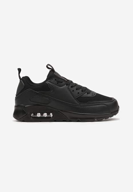 Sneakerși negri din piele ecologică cu șireturi și talpă tip Air turnată 4