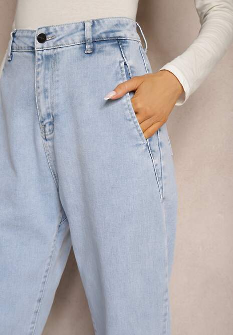 Niebieskie Jeansy High Waist Typu Mom Fit Wanessa 5
