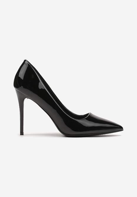 Pantofi negri cu toc stiletto din imitație de piele lăcuită Pranesta 4