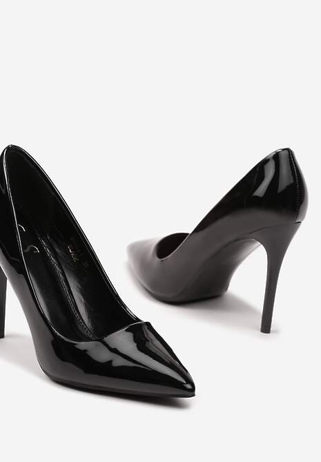 Pantofi negri cu toc stiletto din imitație de piele lăcuită Pranesta 6