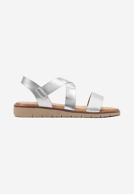Sandale Plate Argintii cu Cataramă Slip-On Sandidia 4