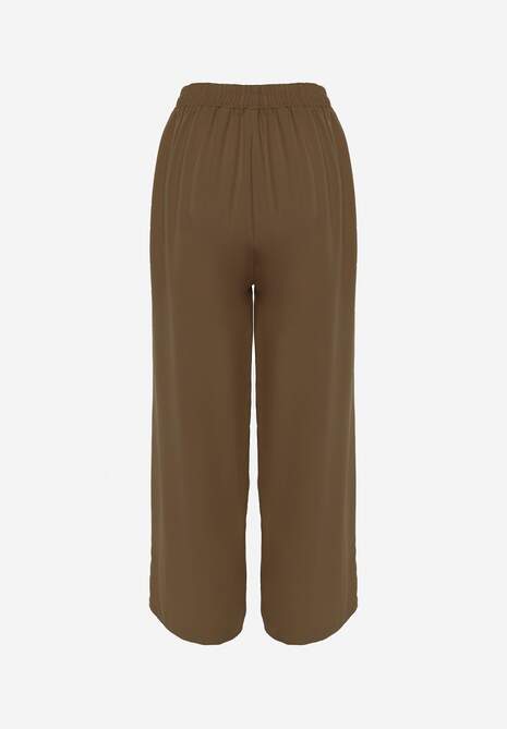 Pantaloni Maro din Bumbac tip Palazzo cu Elastic în Talie Fieana 7