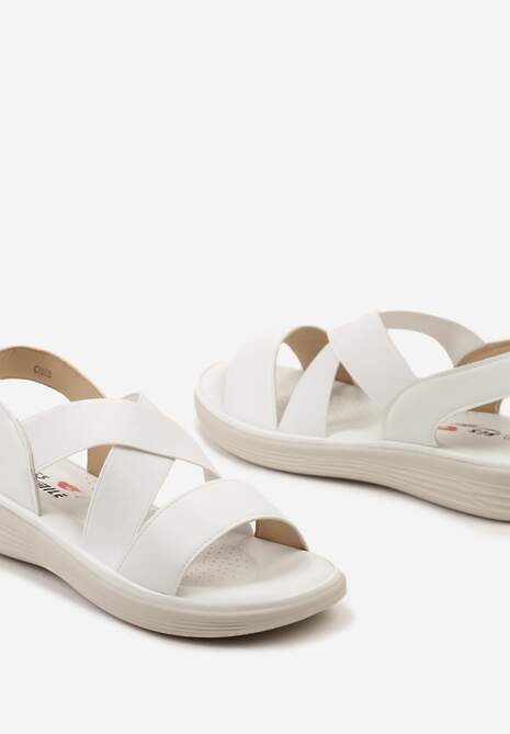 Sandale Albe Slip-On cu Barete Late Zaldia 6