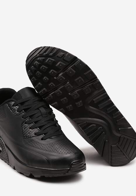 Sneakerși Negri Casual cu Talpă Plată Decorați cu Perforare și Inserție Transparentă Dunelia 6