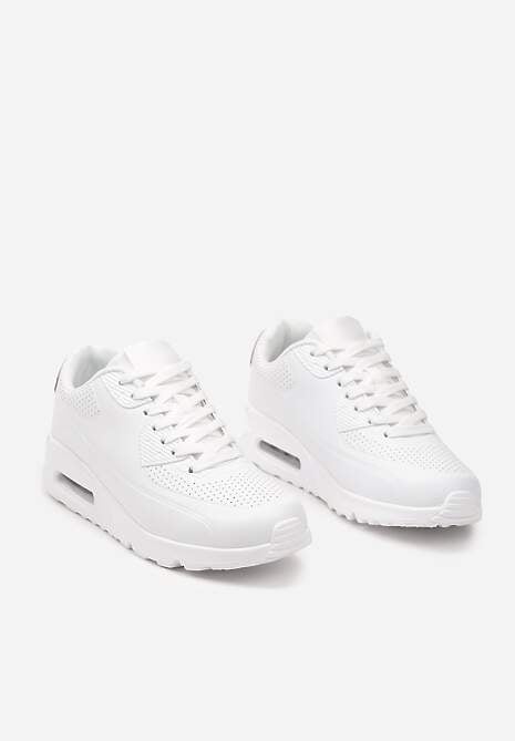 Sneakerși Casual Albi cu Talpă Plată Decorați cu Perforare și Inserție Transparentă Dunelia 5