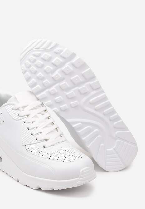 Sneakerși Casual Albi cu Talpă Plată Decorați cu Perforare și Inserție Transparentă Dunelia 6