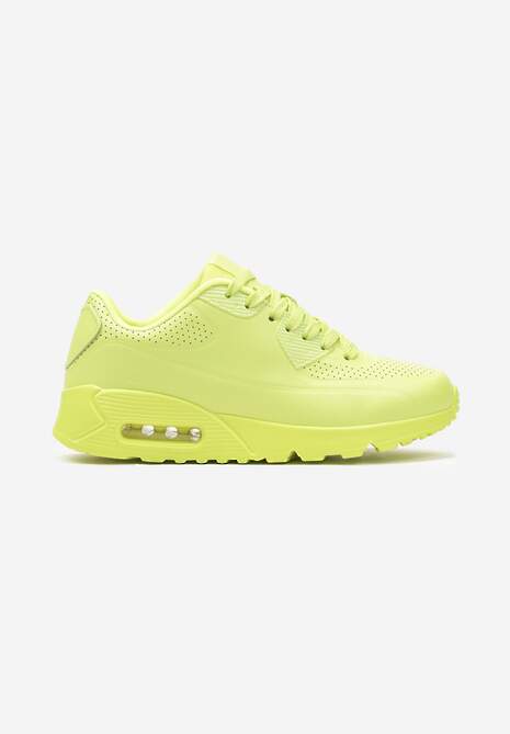 Sneakers galbeni casual cu talpă plată decorați cu perforație și inserție transparentă Dunelia 4