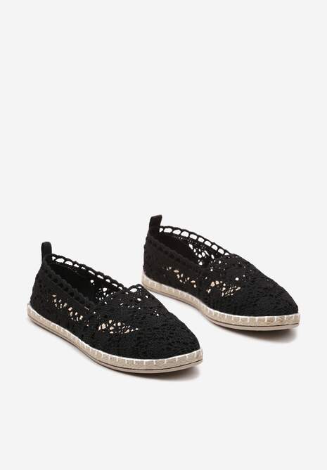Espadrile negre cu talpă plată și căptușeală din piele ecologică decorate cu împletitură Vladessa 5