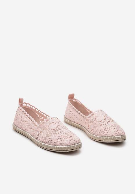 Espadrile roz pe talpa plata captusite cu piele ecologica si decorate cu impletitura Vladessa 5