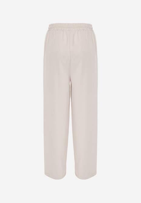 Beżowe Spodnie High Waist ze Sznurkiem w Talii i Prostą Nogawką Raveann 7