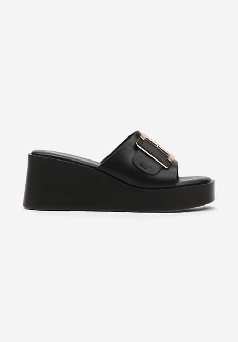 Clape Casual Negre cu Platformă Împodobite cu Cataramă Pradia 4