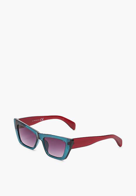 Niebiesko-Czerwone Eleganckie Okulary Przeciwsłoneczne Cat Eye Firsa
