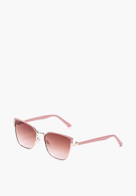 Różowe Okulary Przeciwsłoneczne ze Złotymi Metalowymi Oprawkami Pllera