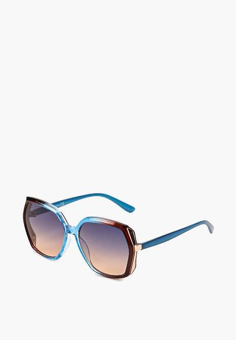 Niebieskie Casualowe Okulary Przeciwsłoneczne z Filtrem UV Ozdobione Metalicznymi Elementami Tleira
