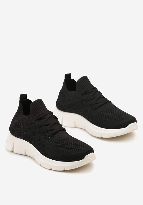 Pantofi sport negri cu carâmb elastic și branț din piele naturală Rantia 5