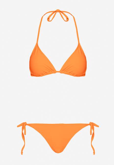 Pomarańczowe Klasyczne Bikini Wiązane z Trójkątnym Biustonoszem Giralia 5