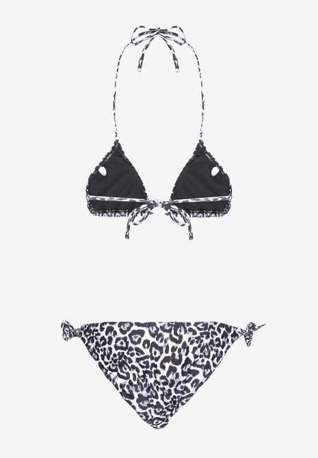 Czarne Bikini w Panterkę z Wiązanymi Figami i Biustonoszem Vlantia 6