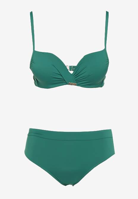 Zielone Bikini Stanik Push-Up i Klasyczne Figi Pevbia