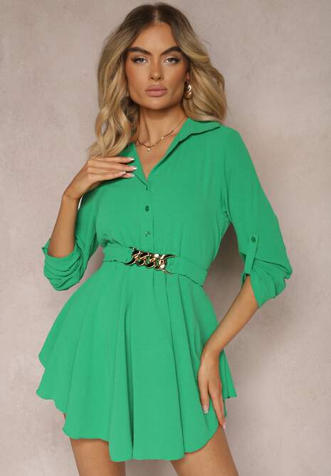 Rochie Verde Deschis Clos Lanț Uvolia 4