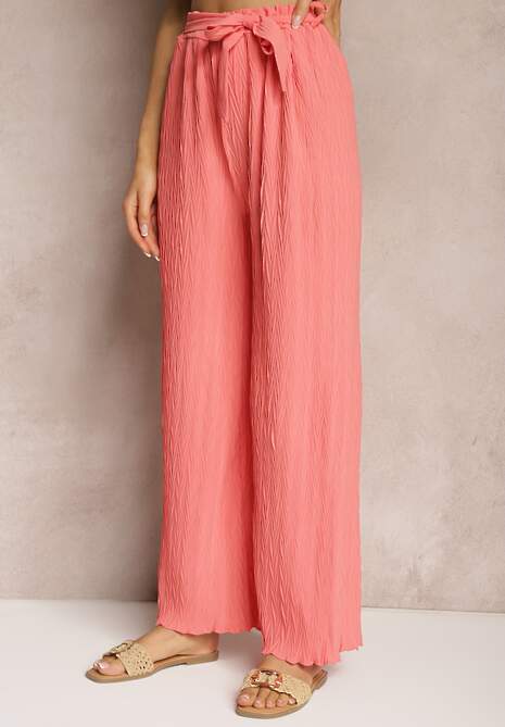 Pantaloni Roz Largi Cu Curea In Talie Pubolia 4