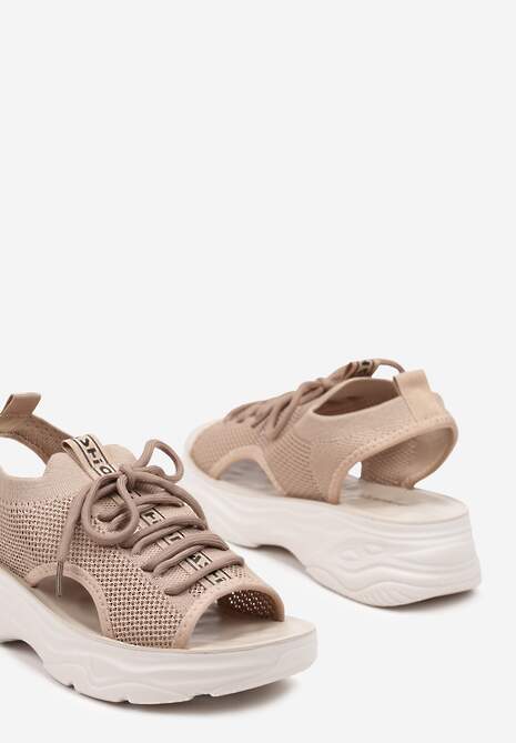 Sandale bej închis slip-on cu platformă și șireturi Junvia 6