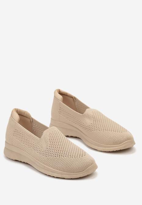 Tenisi Bej Inchis Intrare Slip-On Cu Imprimeu Perforat Elajames 5