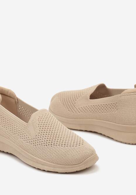 Tenisi Bej Inchis Intrare Slip-On Cu Imprimeu Perforat Elajames 6