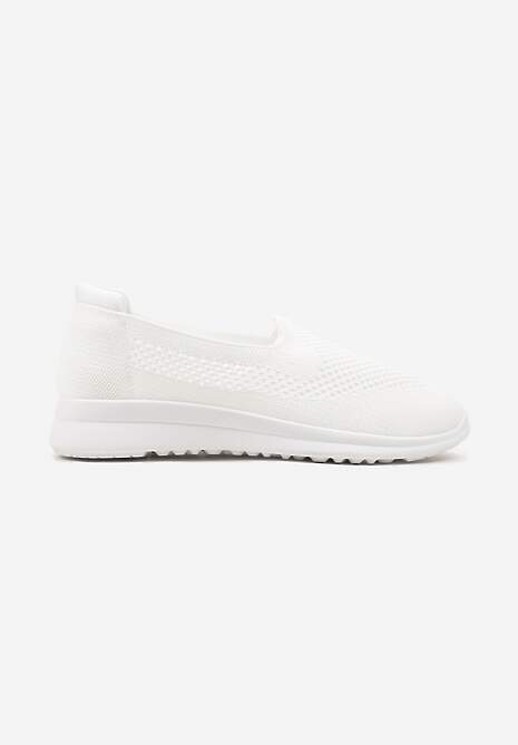 Tenisi Albi Platforma Slip-on cu Perforatii Decorative Elajames 4
