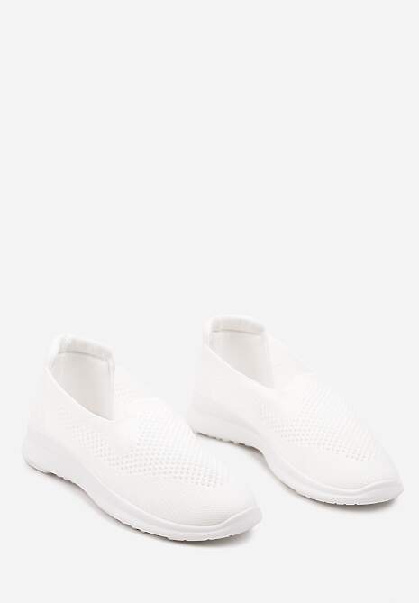 Tenisi Albi Platforma Slip-on cu Perforatii Decorative Elajames 5