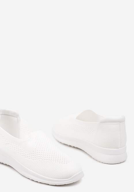 Tenisi Albi Platforma Slip-on cu Perforatii Decorative Elajames 6