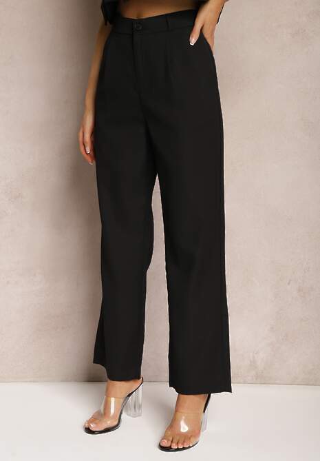 Pantaloni eleganti negri Vonlea cu croială largă 4