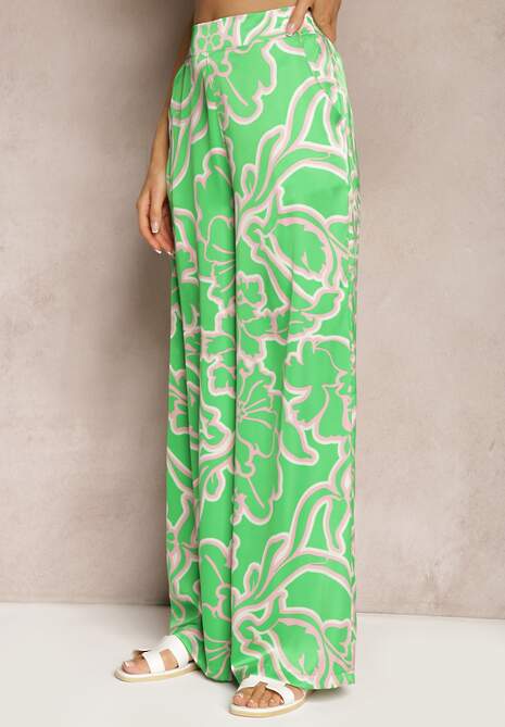 Zielone Spodnie High Waist z Szerokimi Nogawkami Nulea 4