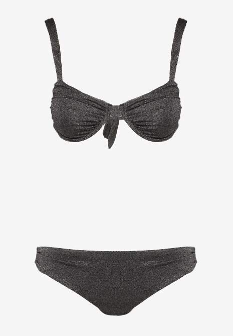 Czarne Bikini Dwuczęściowe Biustonosz z Wiązaniem na Plecach Majtki Typu Figi Tiamarla 5