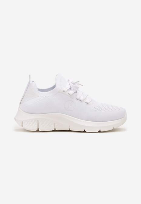Sneakers Sportivi Albi cu Șireturi și Carâmb Tip Șosetă Beris 4