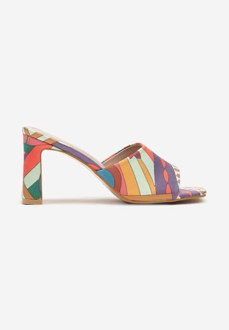 Verde-Portocaliu Slip-On Papuci Boho pe Toc Ulvetta 4
