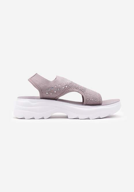 Sandale Sport Violet cu Bareta Elastică cu Pietre și Talpă Embosată Dariena 4