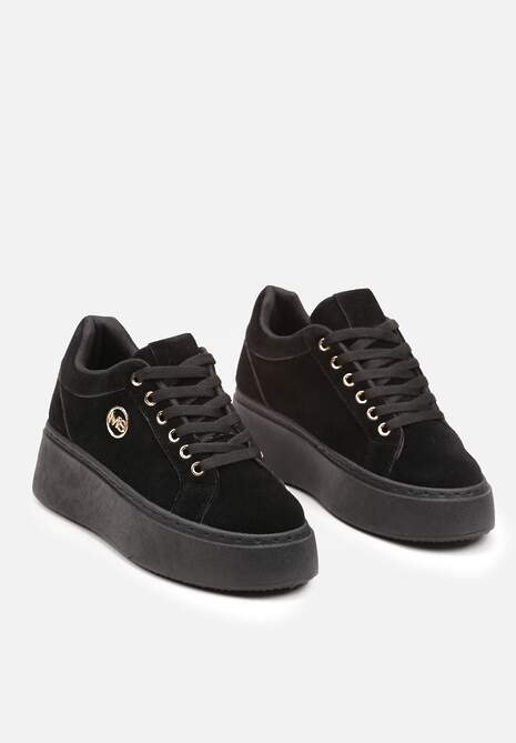 Sneakers Negri pe Platformă Uniformă cu Aplicație Discretă Tavea 5