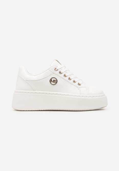 Sneakers Albi pe Platformă Uniformă cu Aplicație Discretă Tavea 4